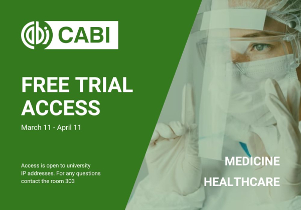 Free Trial access to CABI Global Health Digital Library