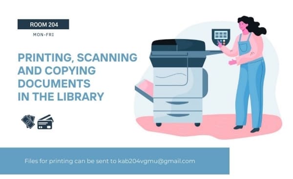 Printing, scanning and copying documents in the library